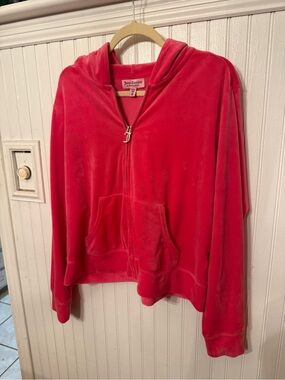 Juicy Couture Velour Zip Up Hot Pink Track Jacket 1X